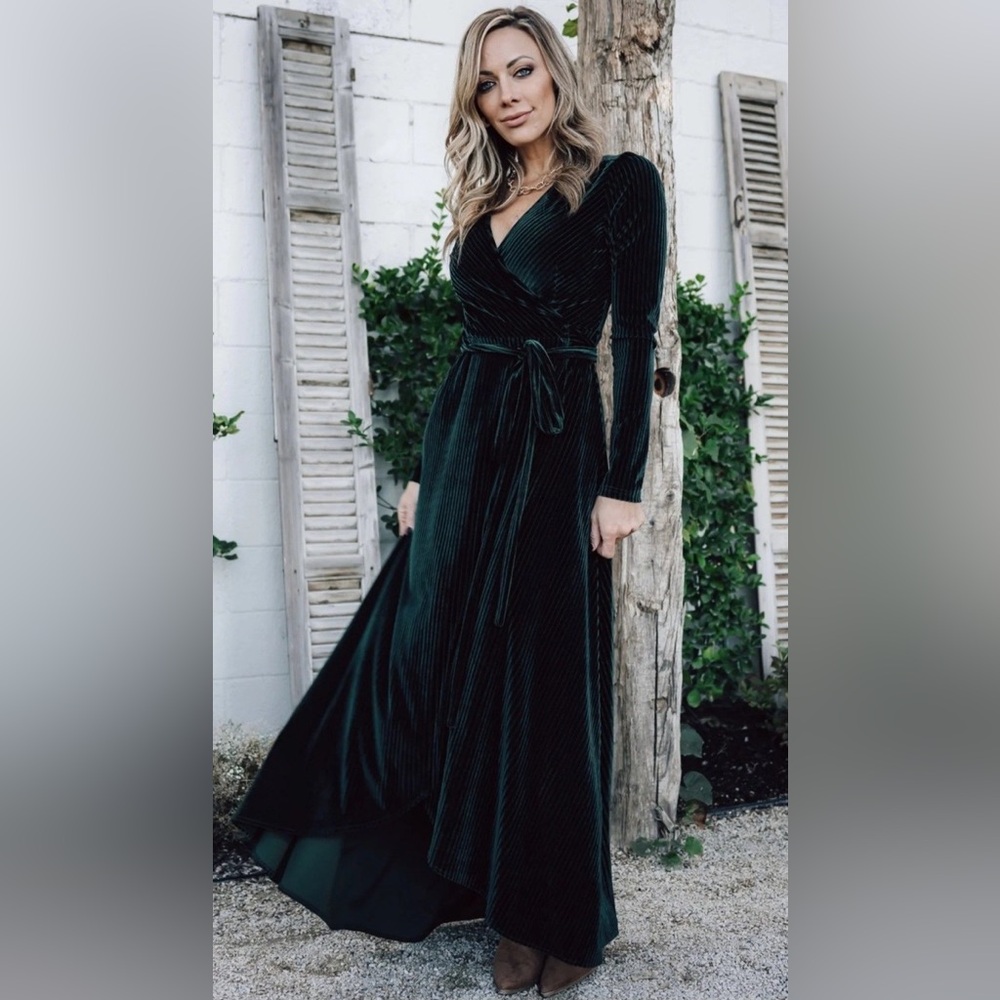 NWT Baltic Born Jada Ribbed Velvet Wrap Maxi Dress Size XS